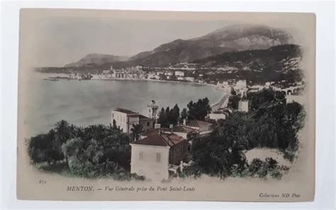 CPA 06 MENTON VUE GÉNÉRALE PRISE du pont Saint Louis colorisé peu