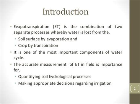 Measurement Of Evapotranspiration