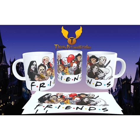 Caneca Friends Do Terror Halloween Dia Das Bruxas Jason It Freddy