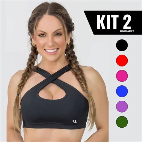 Kit 2 Top Academia Fitness Treino Feminino Sustentação Crossfit