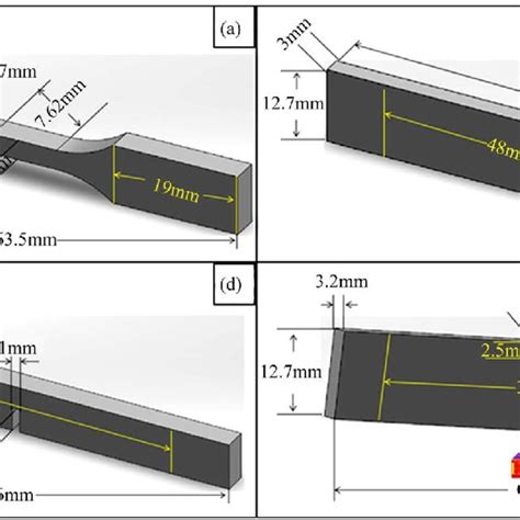 Schematics Of Mechanical Test Specimens A Tensile B Three Point