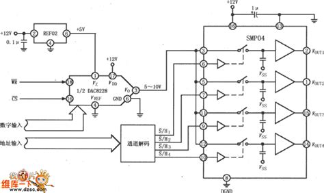 采样保持放大器smp04用做多路输出选择器电路图 采样保持放大电路 维库电子市场网