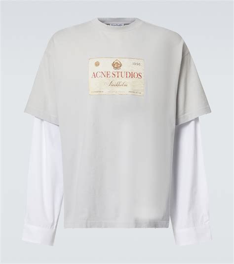 Camiseta en jersey de algodón con logo en gris Acne Studios Mytheresa