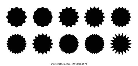 zig zag edge rounded shape collection stock vector royalty