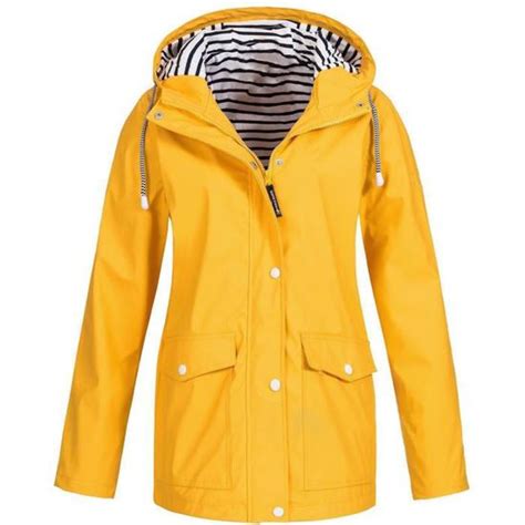 Manteau Caban Pardessus Veste De Pluie Solide Pour Femmes En Plein Air