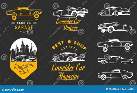 Set Vintage Lowrider Logo Badge and Sign Stock Illustration ...