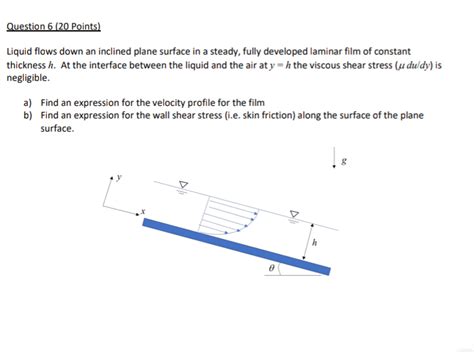 Solved Question 6 20 Points Liquid Flows Down An Inclined Chegg