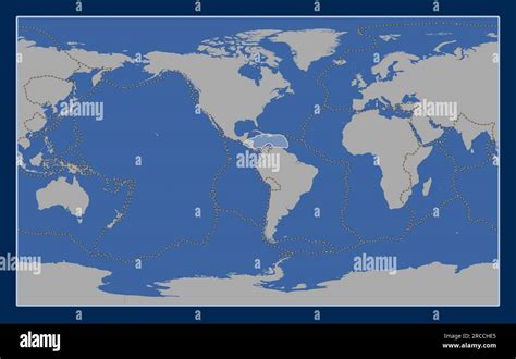 Shape Of The Caribbean Tectonic Plate On The Solid Contour Map In The