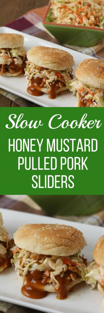 5 Ingredient Slow Cooker Honey Mustard Pulled Pork Sliders