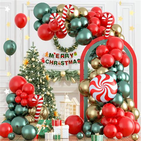 Red And Green Gold Balloon Garland Christmas Balloon Arch