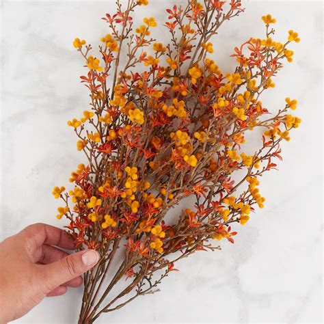 Autumn Yellow Artificial Starflower And Berry Bush Bushes Bouquets