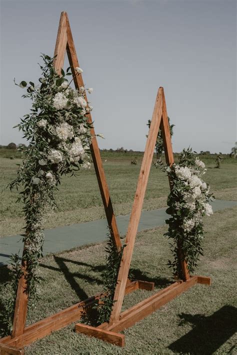 Triangle Wedding Ceremony Arch With Greenery Decor