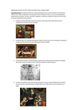 Biografia De El Famoso Leonardo Davinci Docx