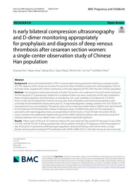 Pdf Is Early Bilateral Compression Ultrasonography And D Dimer