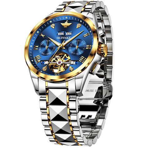 OUPINKE Automatic Watches For Men Diamond Skeleton Self Winding Luxury