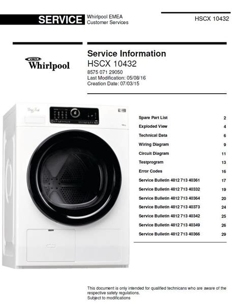 Whirlpool HSCX 10432 Dryer Service Manual | Dryer service, Whirlpool, Repair guide