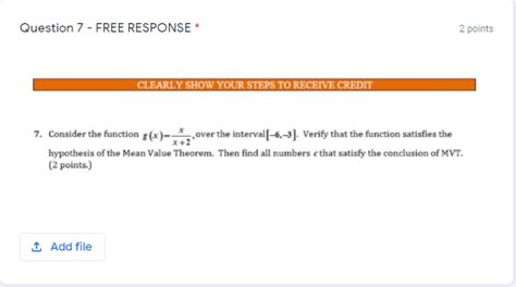 Solved Question 7 Free Response 2 Points Clearly Show