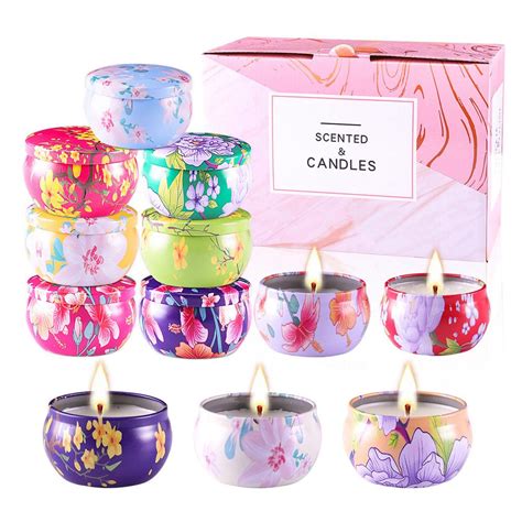 12 Piece Set Scented Candles T Set Natural Soy Wax Long Lasting Portable Travel Tin