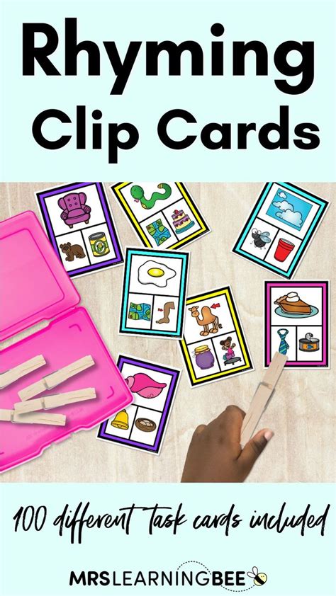 Rhyme Clip Cards Phonological Awareness Activities For Kindergarten