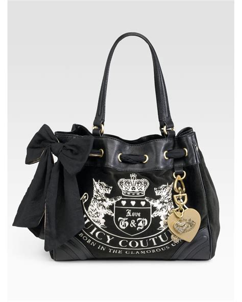 Juicy Couture Velour Heritage Crest Dreamer Bag in Black | Lyst