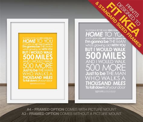 The Proclaimers Im Gonna Be 500 Miles LYRICS Print. With - Etsy