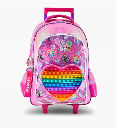 MOCHILA CARRO 18 POP IT ROSA CON LUZ LED