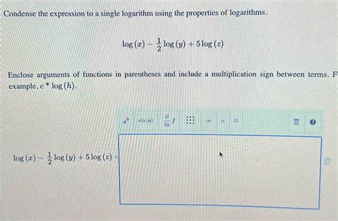 Solved Condense The Expression To A Single Logarithm Using The