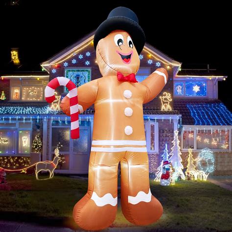 Turnmeon Foot Giant Christmas Inflatable Gingerbread Man Outdoor