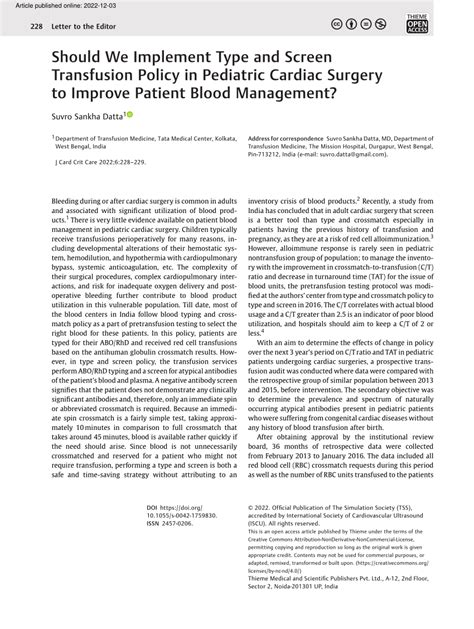 PDF Should We Implement Type And Screen Transfusion Policy In