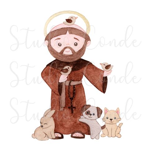 Saint Francis Of Assisi Clipart Watercolor Religious Clipart Etsy