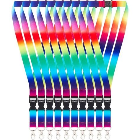 Lot De 10 Courroie De Cou De Lanières Multicolores Avec Motif Arc En