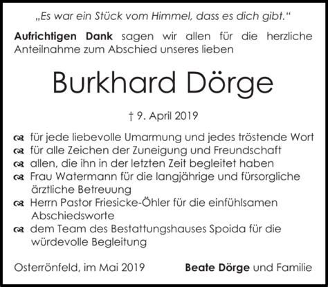 Traueranzeigen Von Burkhard D Rge Sh Z Trauer