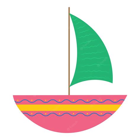 Bateau Coloré Pour Enfants Avec Voiles Illustration Vectorielle