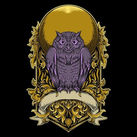 Premium Vector Art Work Illustration And T Shirt Design Owl Engraving