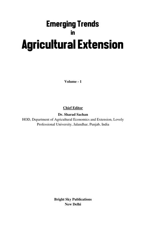 Pdf Emerging Trends In Agricultural Extension