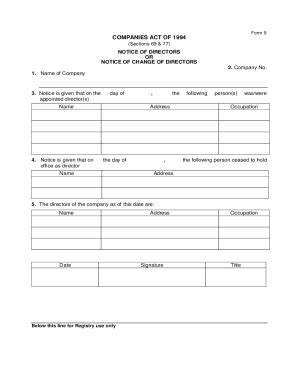 Fillable Online Cipo Gov Form Notice Of Directors Fax Email Print