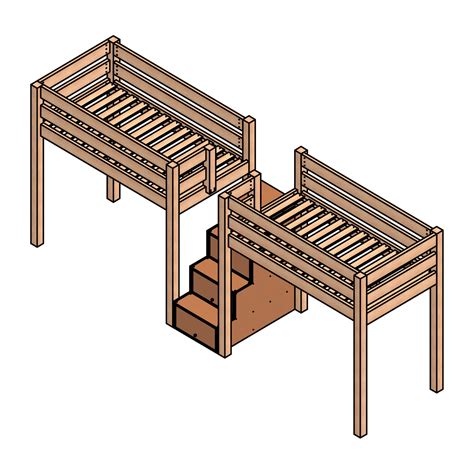 DIY Bunk Bed Plans | Two Beds with Staircase & Drawer Ladder ...