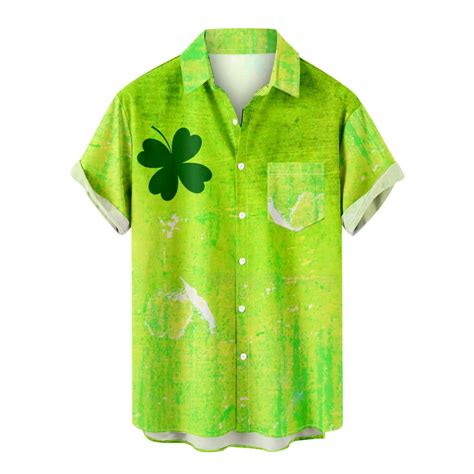 Mens St Patricks Day Button Down Shirt Mens Short Sleeve Button Down