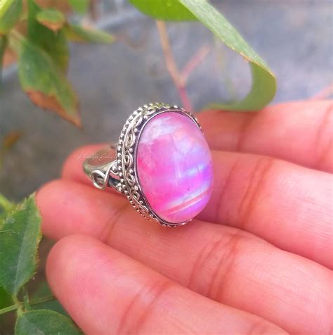 Amazon Natural Pink Moonstone Ring Moonstone Jewelry Handmade