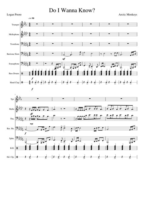 Do I Wanna Know Sheet Music For Trombone Mellophone Baritone Horn Bass Drum And More