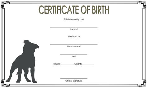 Free Printable Dog Birth Certificate - Printable Word Searches