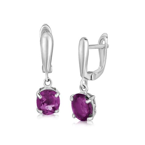 Oval Amethyst Dangling Earrings In Sterling Silver Richard Cannon Jewelry