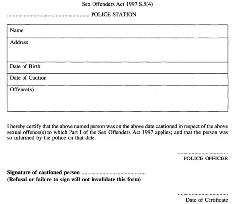 The Sex Offenders Certificate Of Caution Order