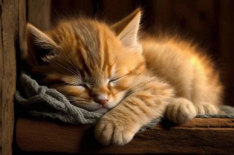 A Cute and Fluffy Kitten Sleeping Peacefully, AI Generated Stock ...