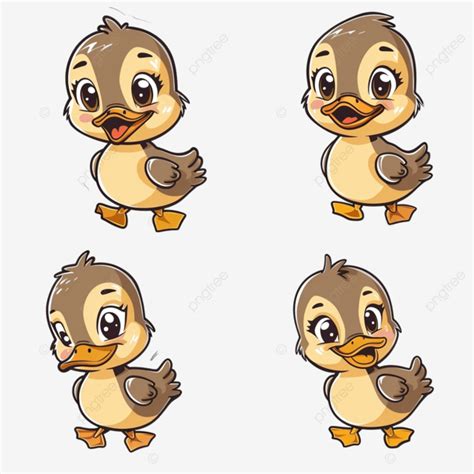 Cute Duck Drawing Cute Duckling Sticker Set Cute Kawaii Duck Png