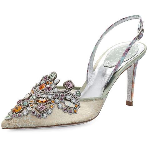 Rene Caovilla Jeweled Snakeskin Slingback 75mm Pump 1 125 Liked On