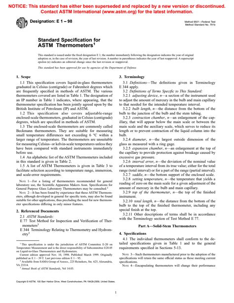 ASTM E1 98 Standard Specification For ASTM Thermometers