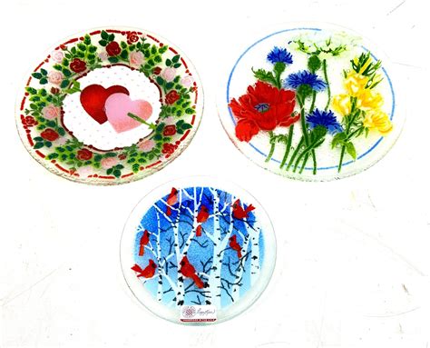 Lot 10pc Peggy Karr Signed Fused Art Glass Plates