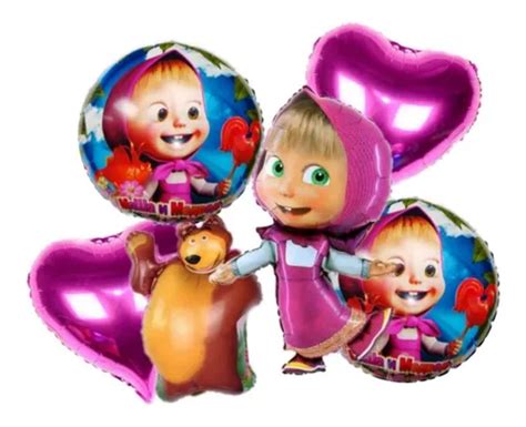 Set Globos Metalizados Masha Y El Oso Pack X 6 Unid En Venta En Capital