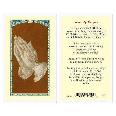 Laminated Holy Card Serenity Prayer Ewtn Religious Catalogue